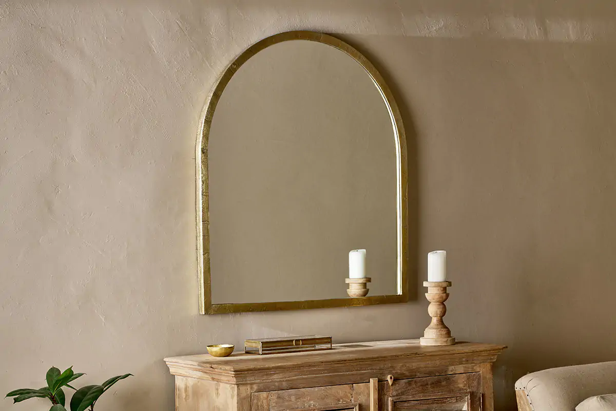 Nkuku - Murwara Arch Mirror - Antique Brass