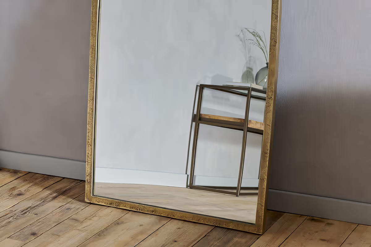 Nkuku - Murwara Full Length Arched Mirror - Antique Brass