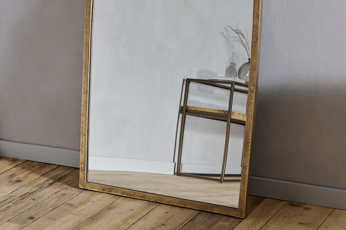 Nkuku - Murwara Full Length Arched Mirror - Antique Brass