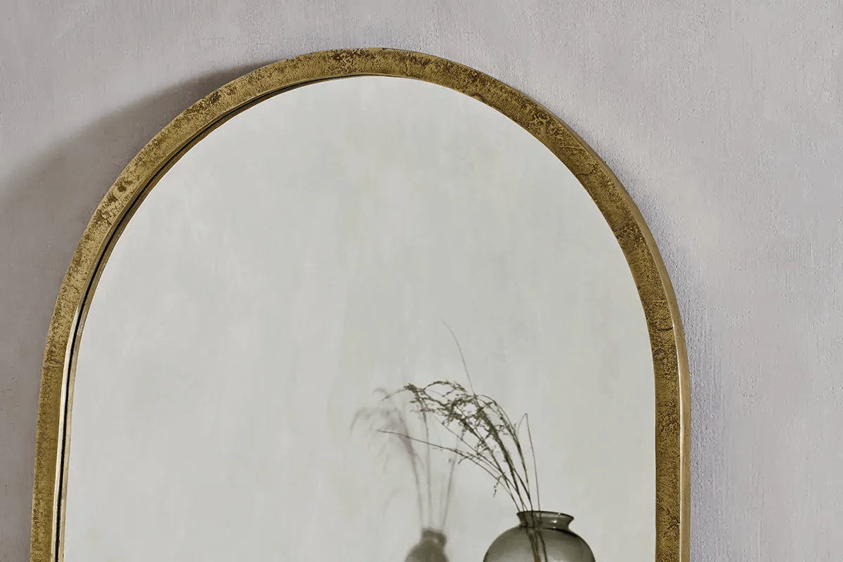 Nkuku - Murwara Full Length Arched Mirror - Antique Brass