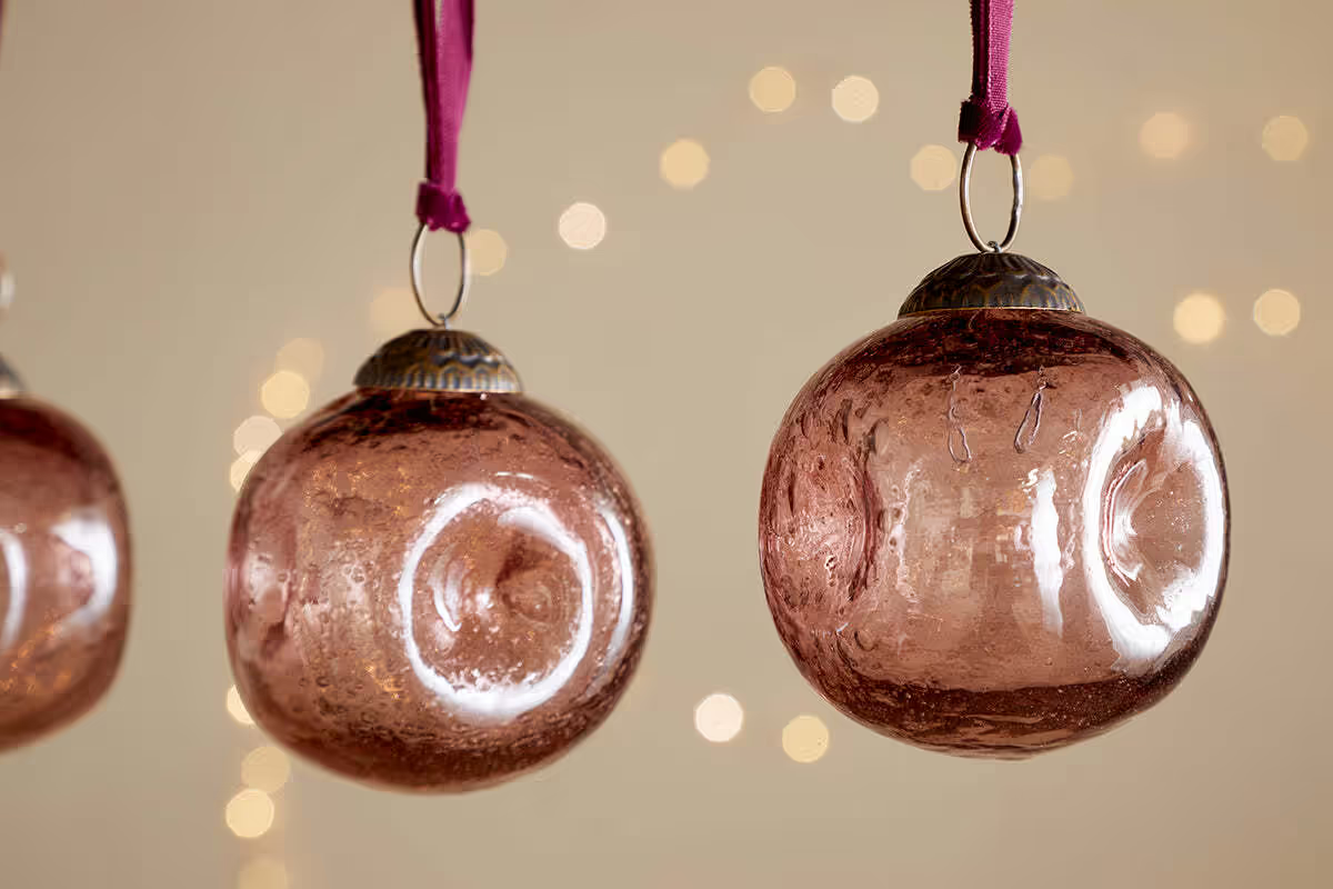 Nkuku - Nishan Pinched Baubles - Copper (Set of 4)