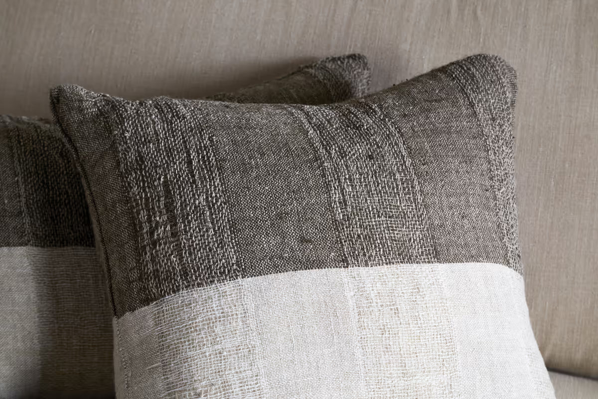 Nkuku - Munir Linen Cushion Cover - Charcoal - 50 x 50cm
