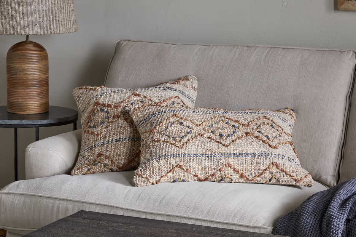 Nkuku - Nila Esha Cushion Cover - Rust & Indigo - 60 x 40cm