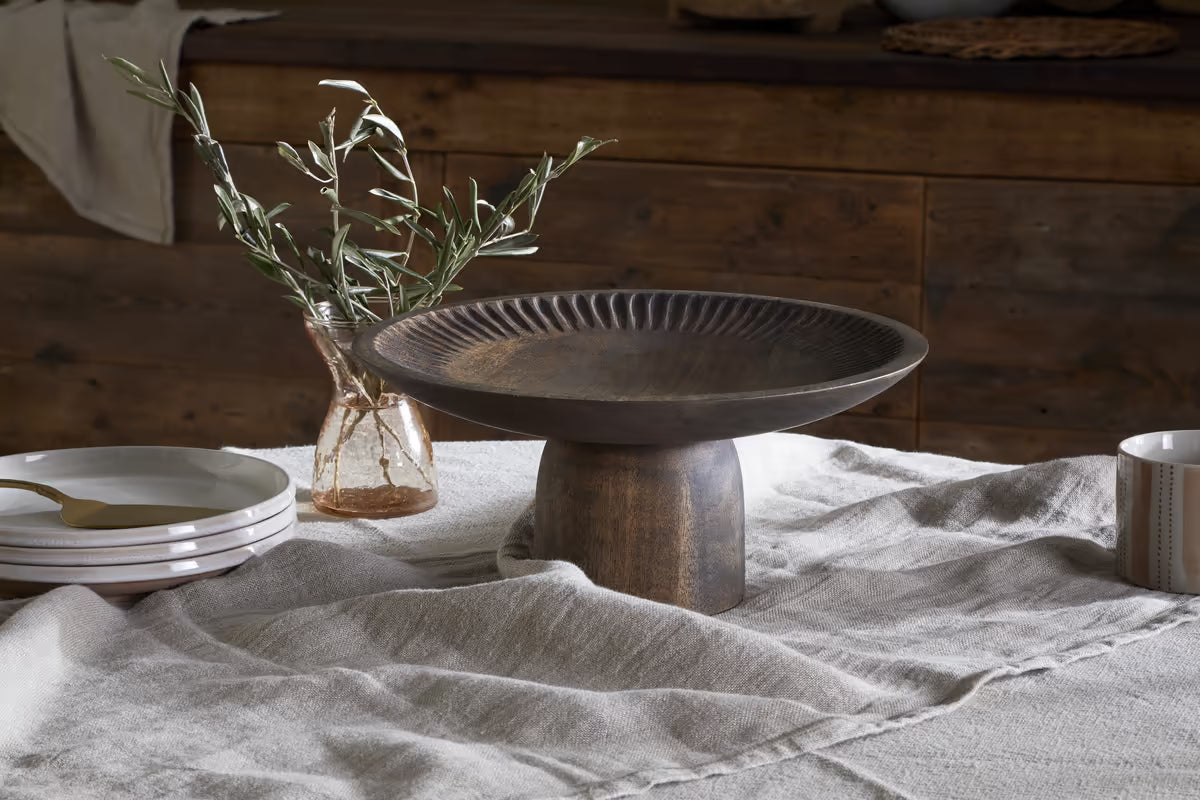 Nkuku - Eisha Wooden Cake Stand - Brown
