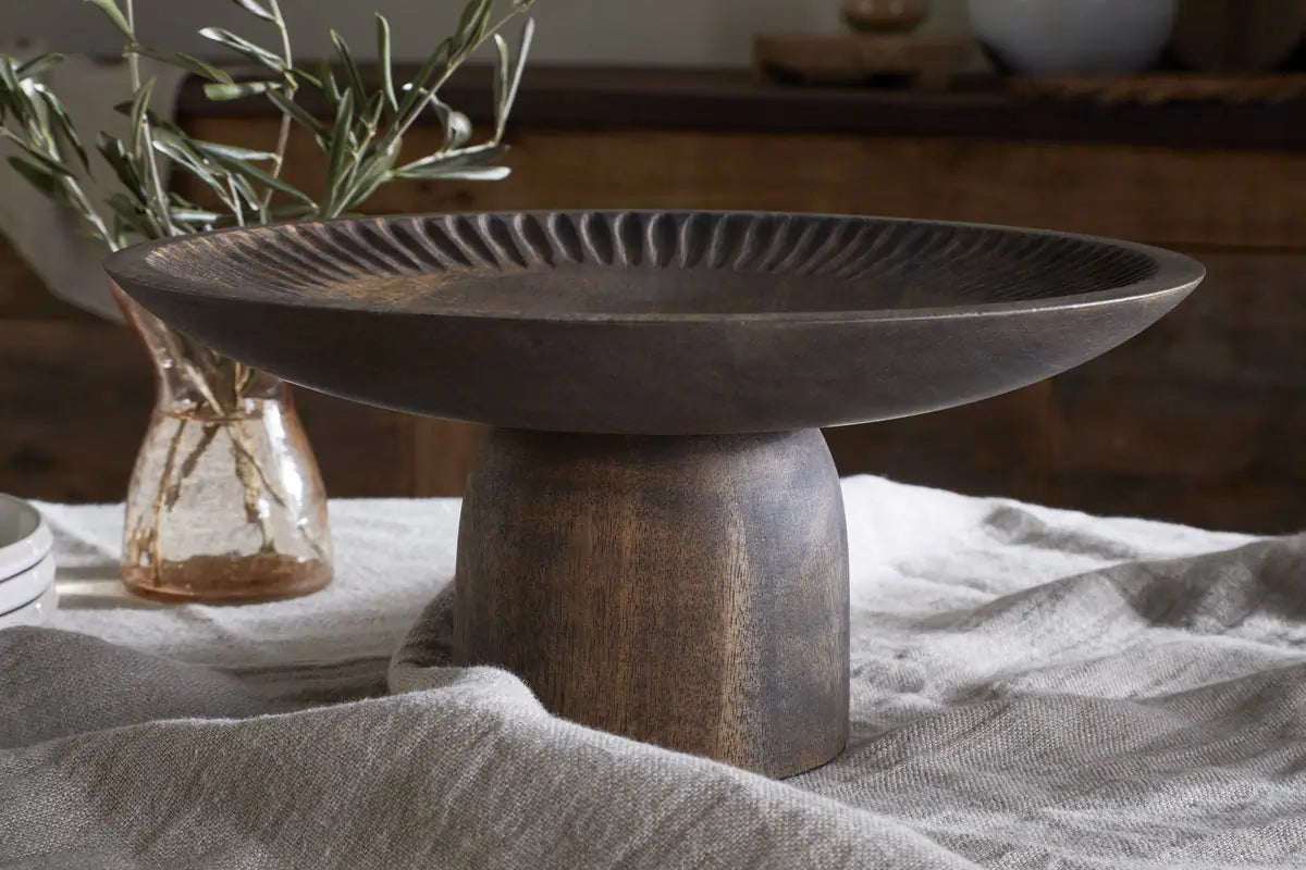 Nkuku - Eisha Wooden Cake Stand - Brown