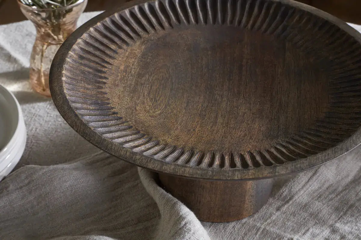 Nkuku - Eisha Wooden Cake Stand - Brown