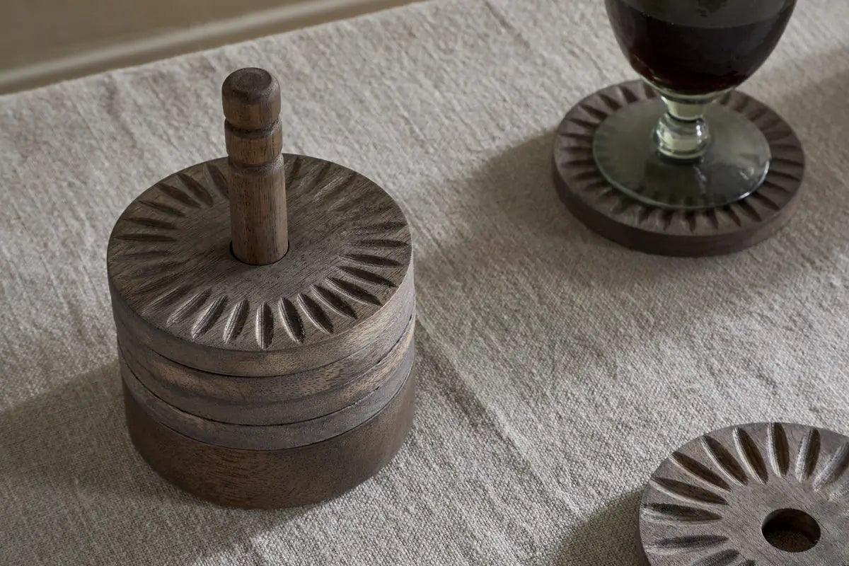 Nkuku - Eisha Mango Wood Coasters - Dark Brown - Set of 6