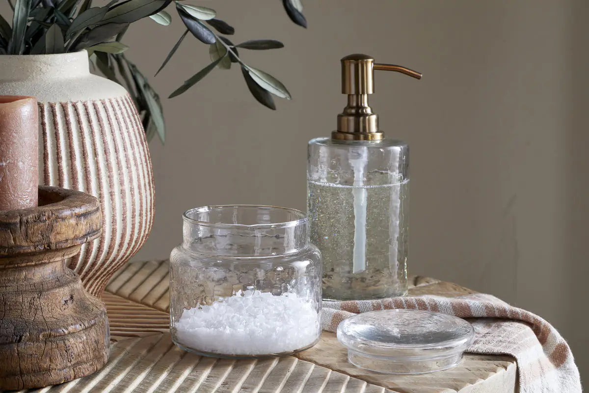Ilcoso Recycled Hammered Glass Storage Pot - Clear