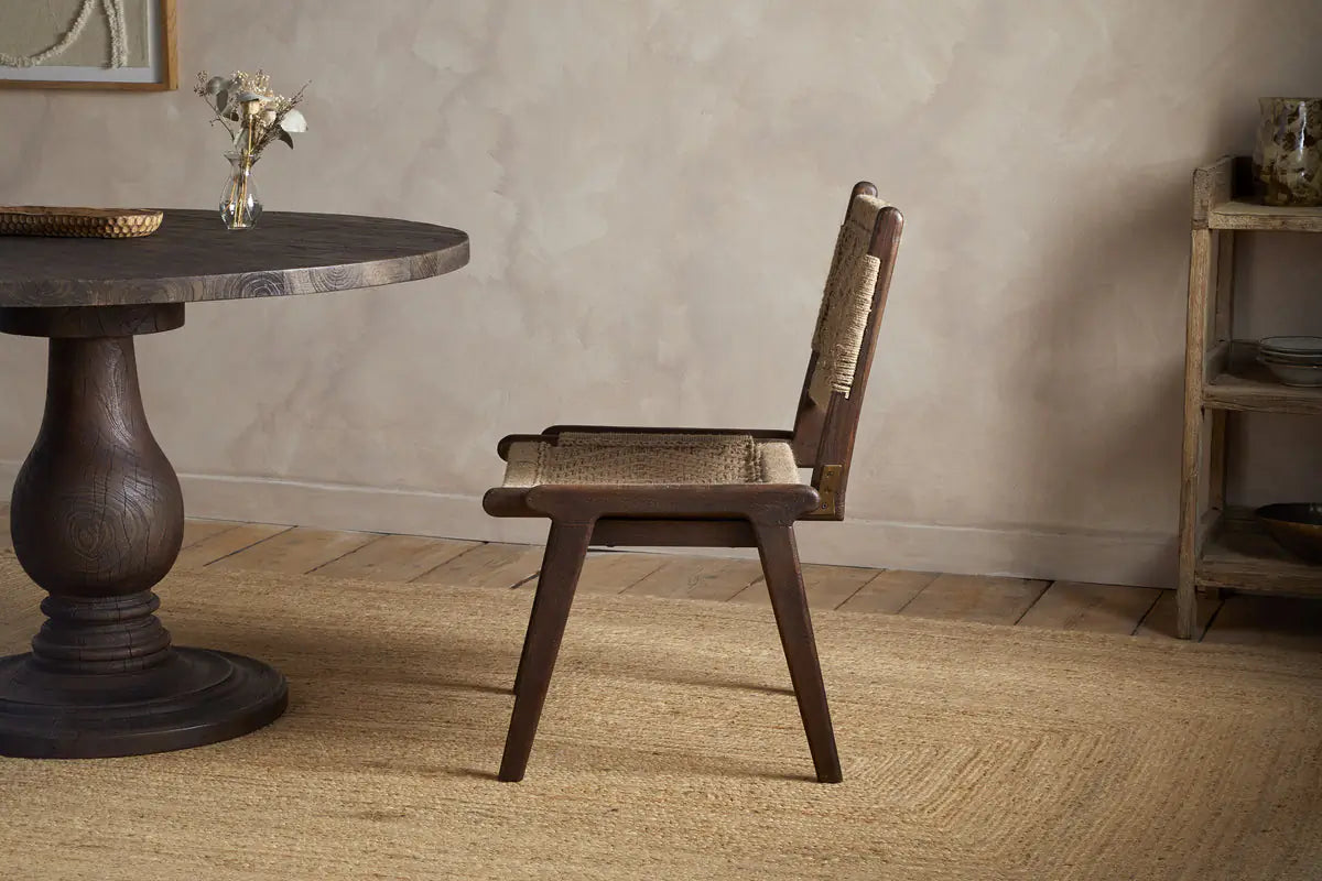 Nkuku - Vinay Jute & Wood Woven Dining Chair - Chocolate Brown