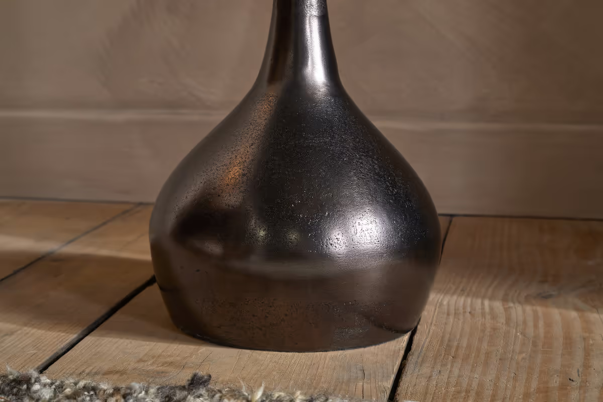 Nkuku - Israj Marble & Cast Metal Side Table - Aged Black