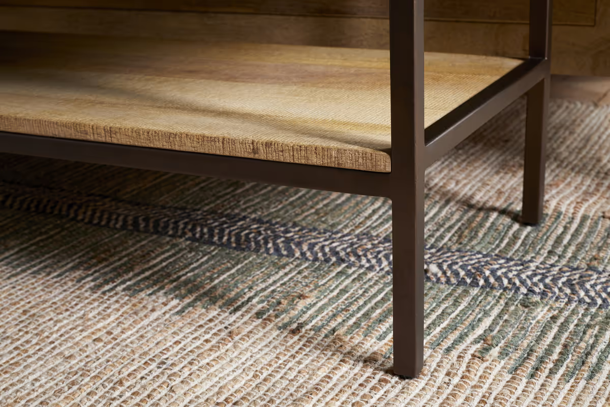 Nkuku - Sanja Cotton Upholstered Bench - Charcoal & Natural