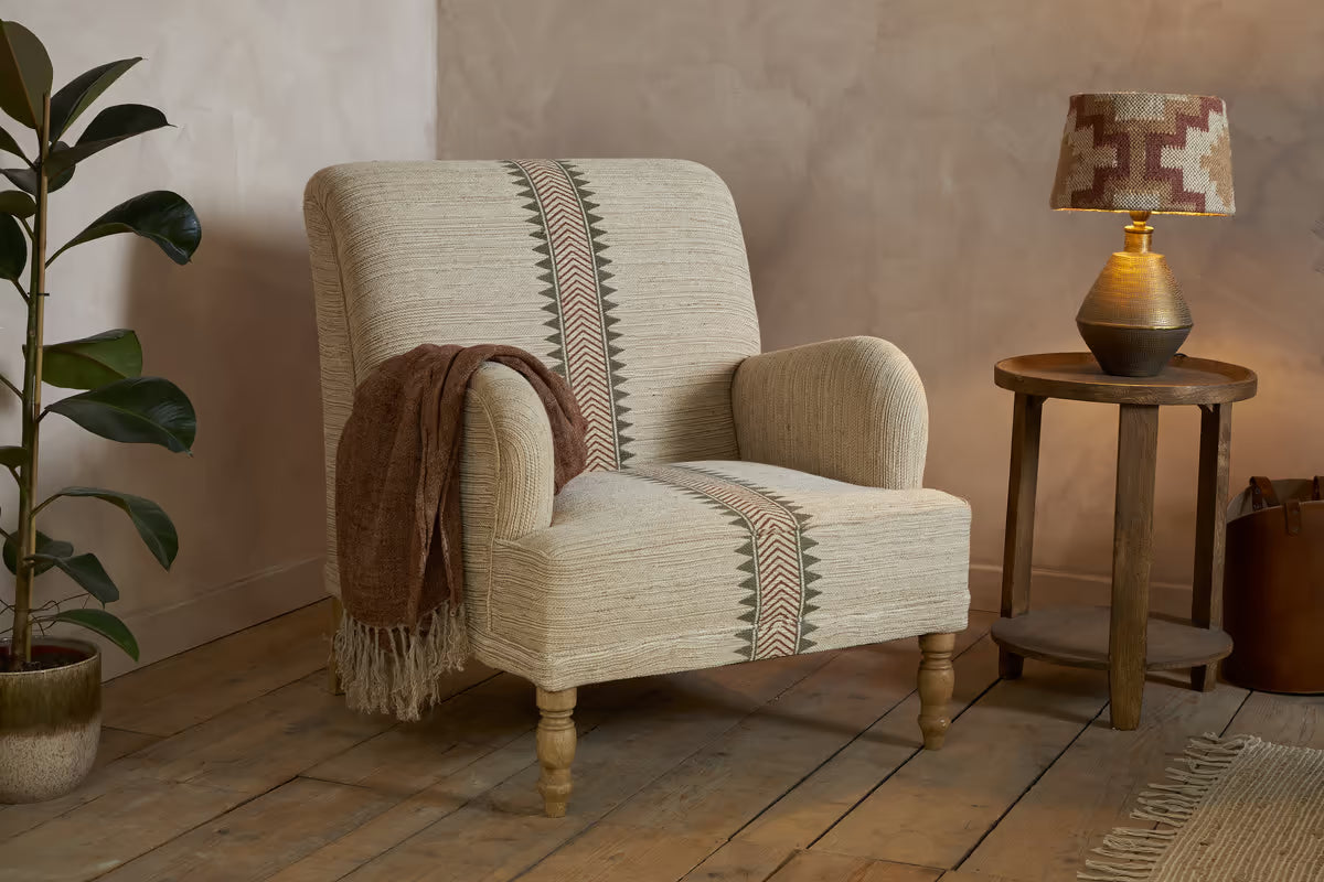Nkuku - Zairya Jute & Cotton Armchair - Natural & Rust