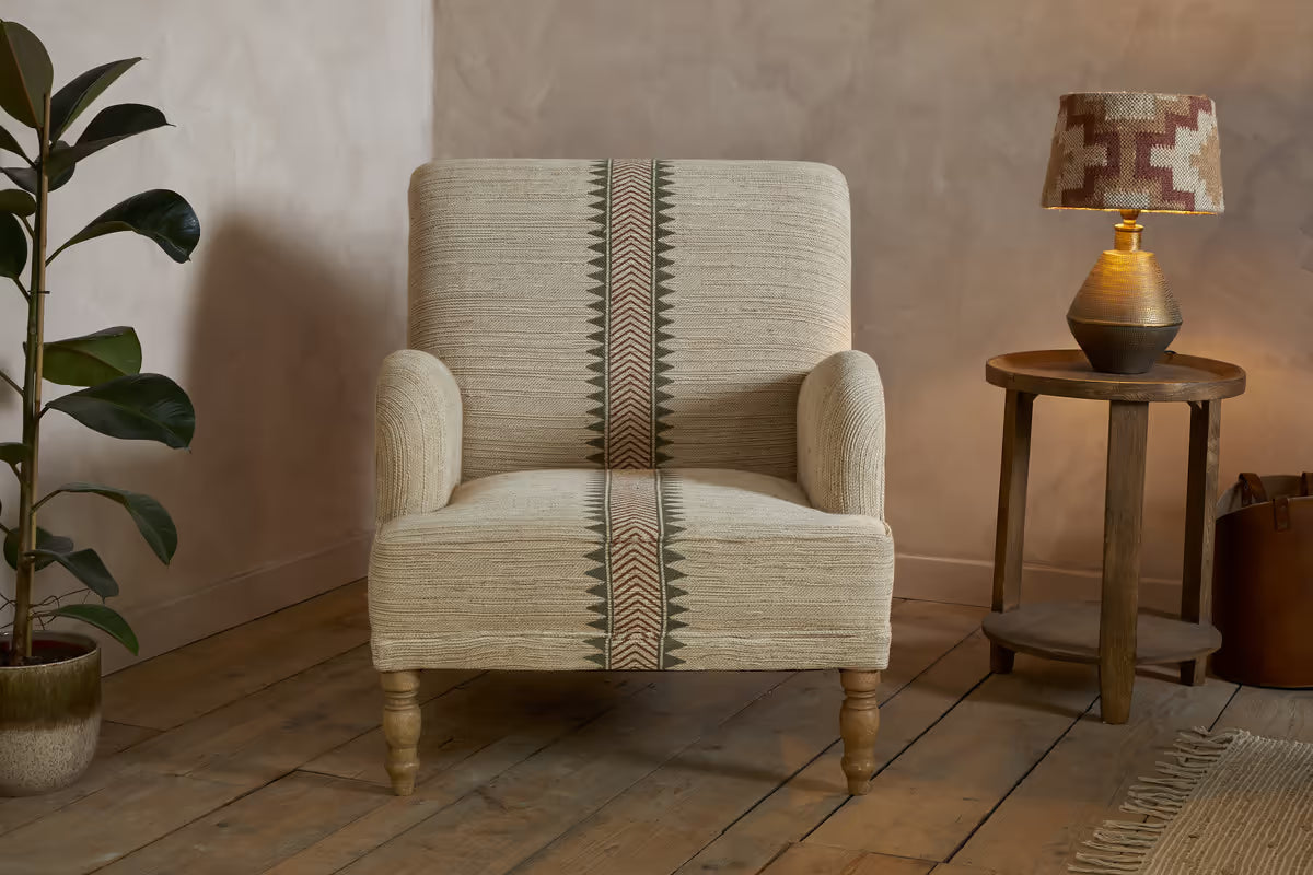 Nkuku - Zairya Jute & Cotton Armchair - Natural & Rust