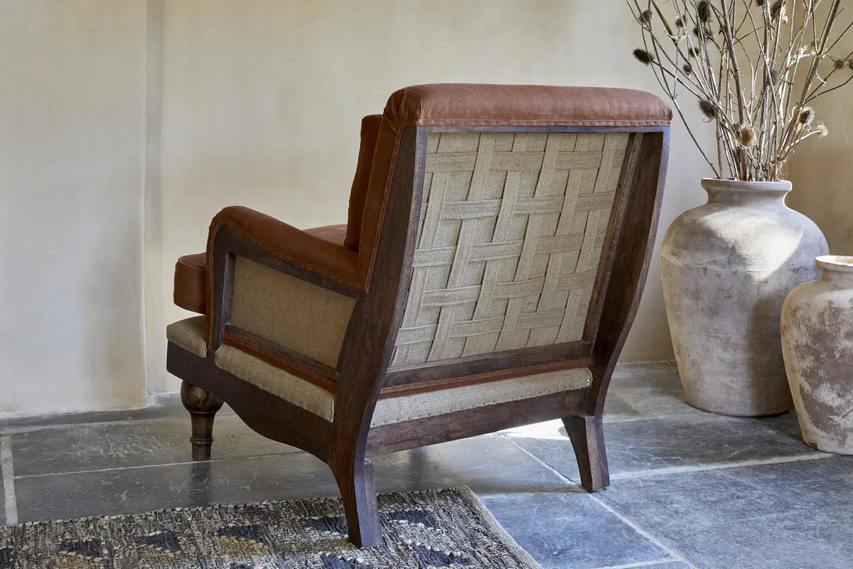 Nkuku - Abe Linen Deconstructed Armchair - Rust