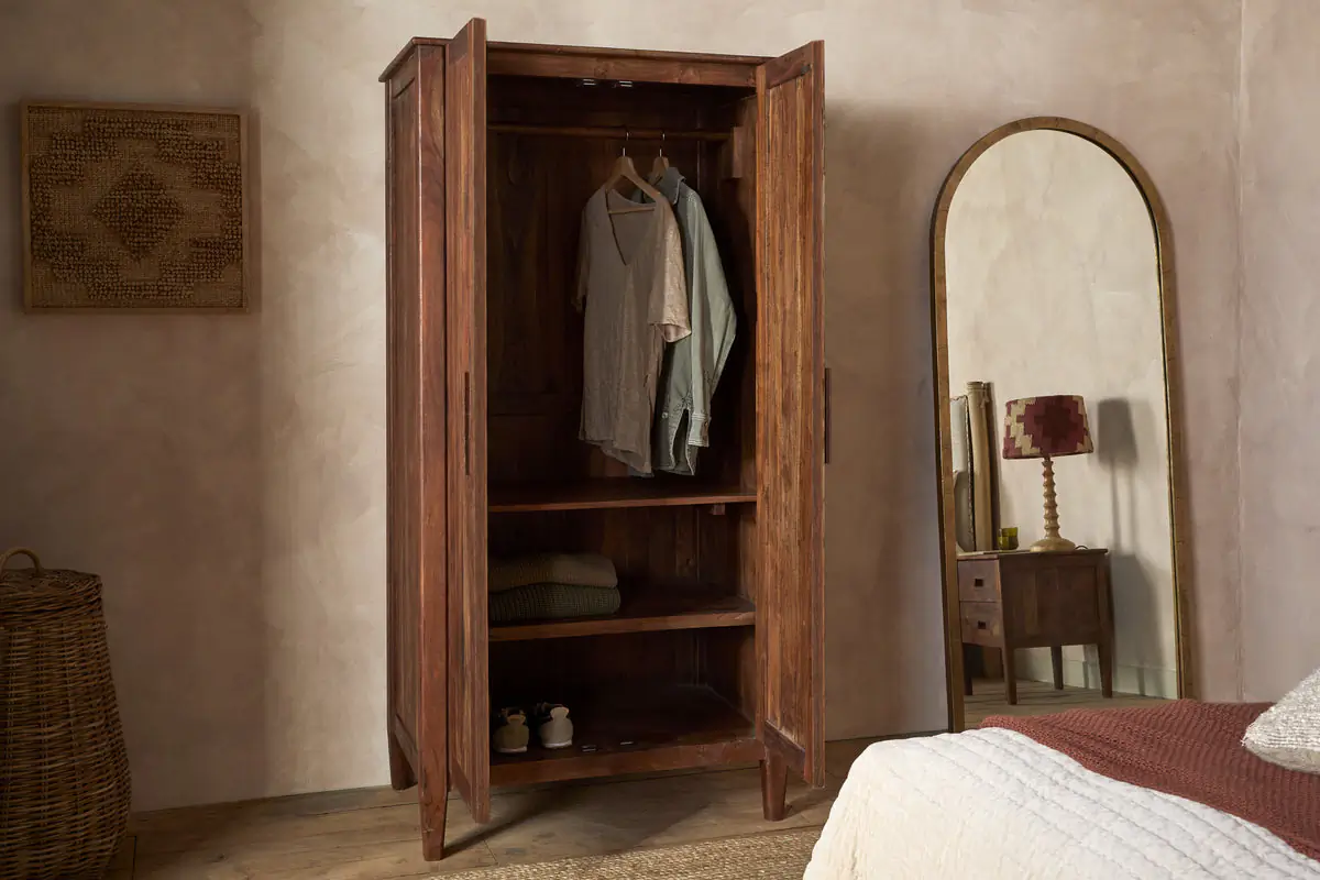 Nkuku - Anbu Acacia Wardrobe - Washed Walnut