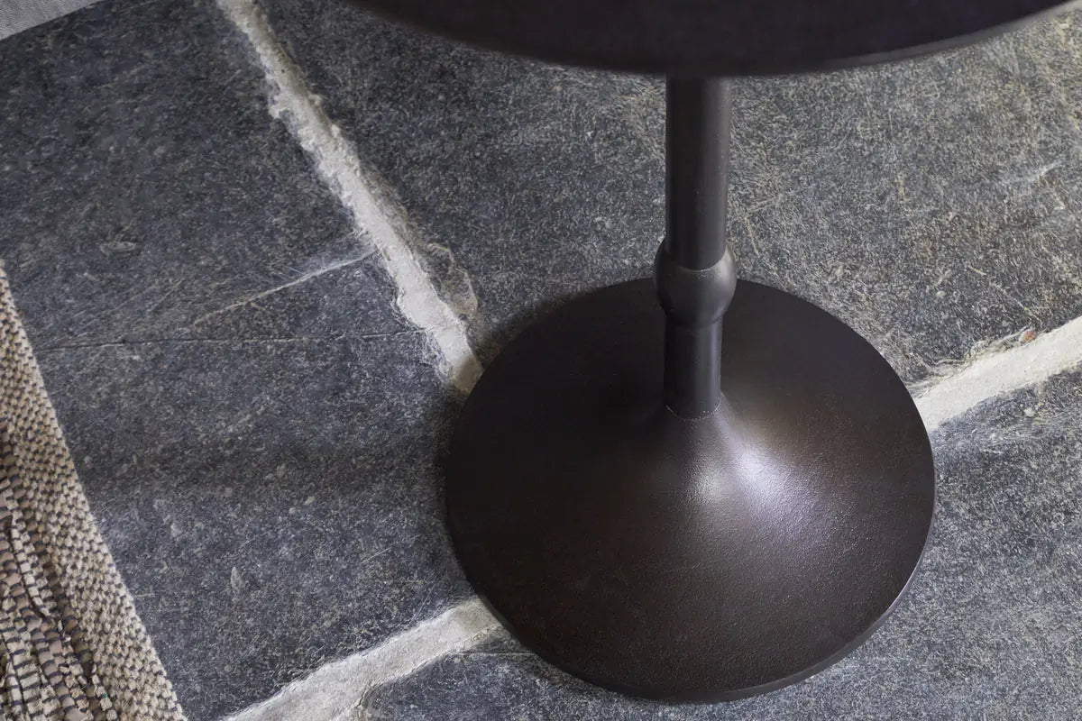 Nkuku - Lahar Cast Metal Tall Side Table - Aged Black