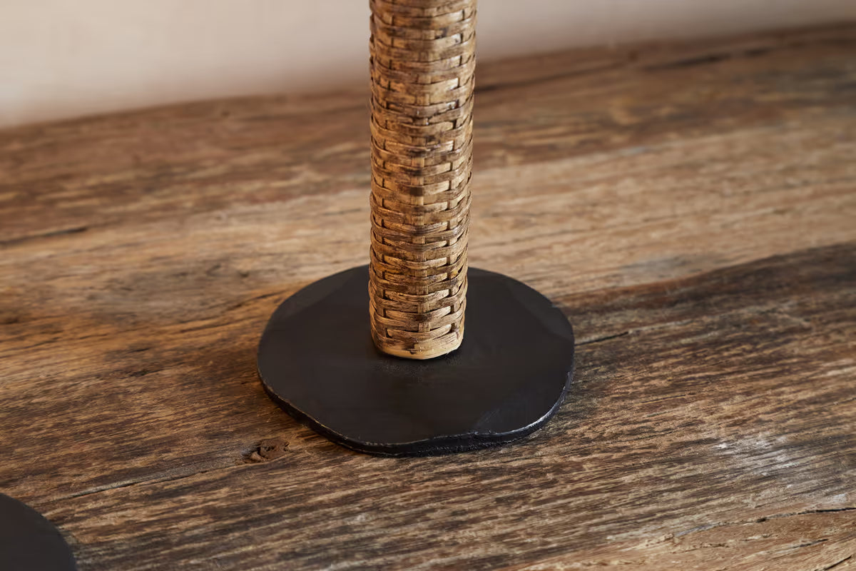 Nkuku - Musika Woven Candlestick - Black & Natural - Small - Without Candle