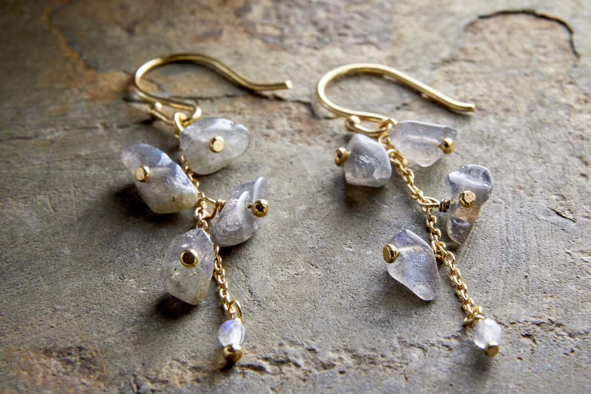 Nkuku - Jaradi Labradorite Earrings - Gold