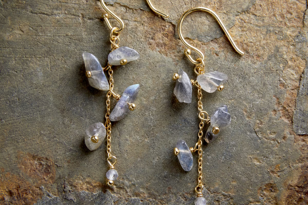Nkuku - Jaradi Labradorite Earrings - Gold