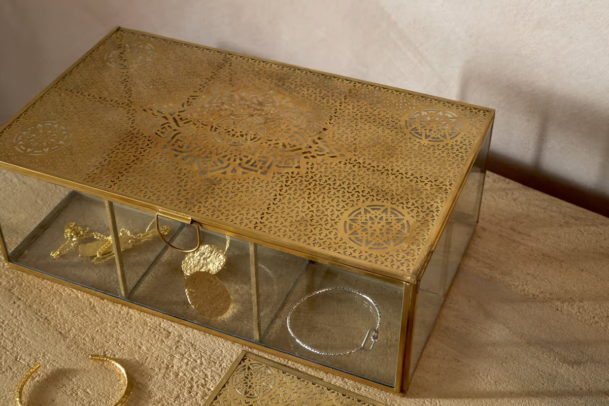 Nkuku - Kijang Jewellery Box - Brass & Clear - Large