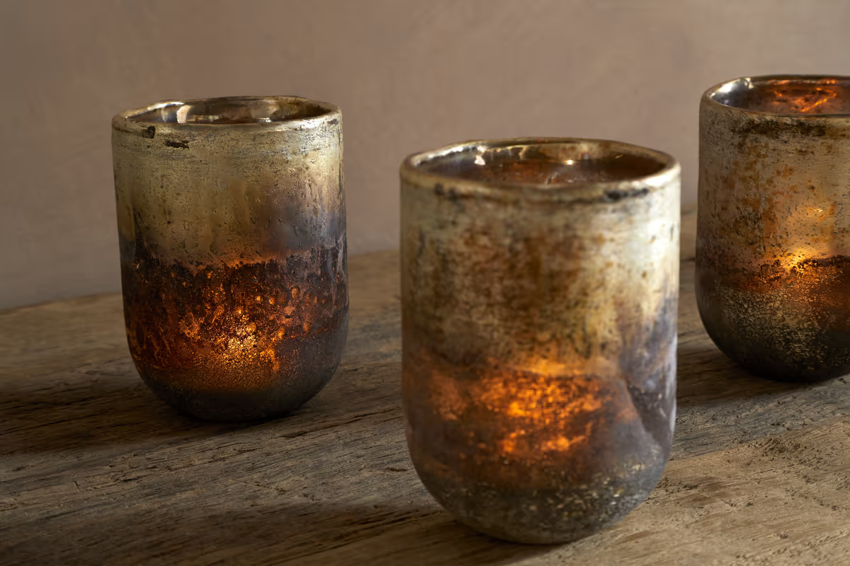 Nkuku - Furaha Tealight Holders - Frosted Black - Small (Set of 3)