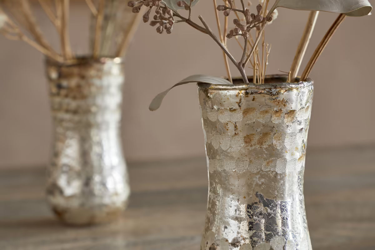 Nkuku - Rumi Recycled Glass Mini Vases - Silver Rust - (Set of 3)