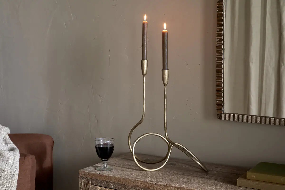 Nkuku - Ayee Twisted Candle Holder - Brass - Without Candle