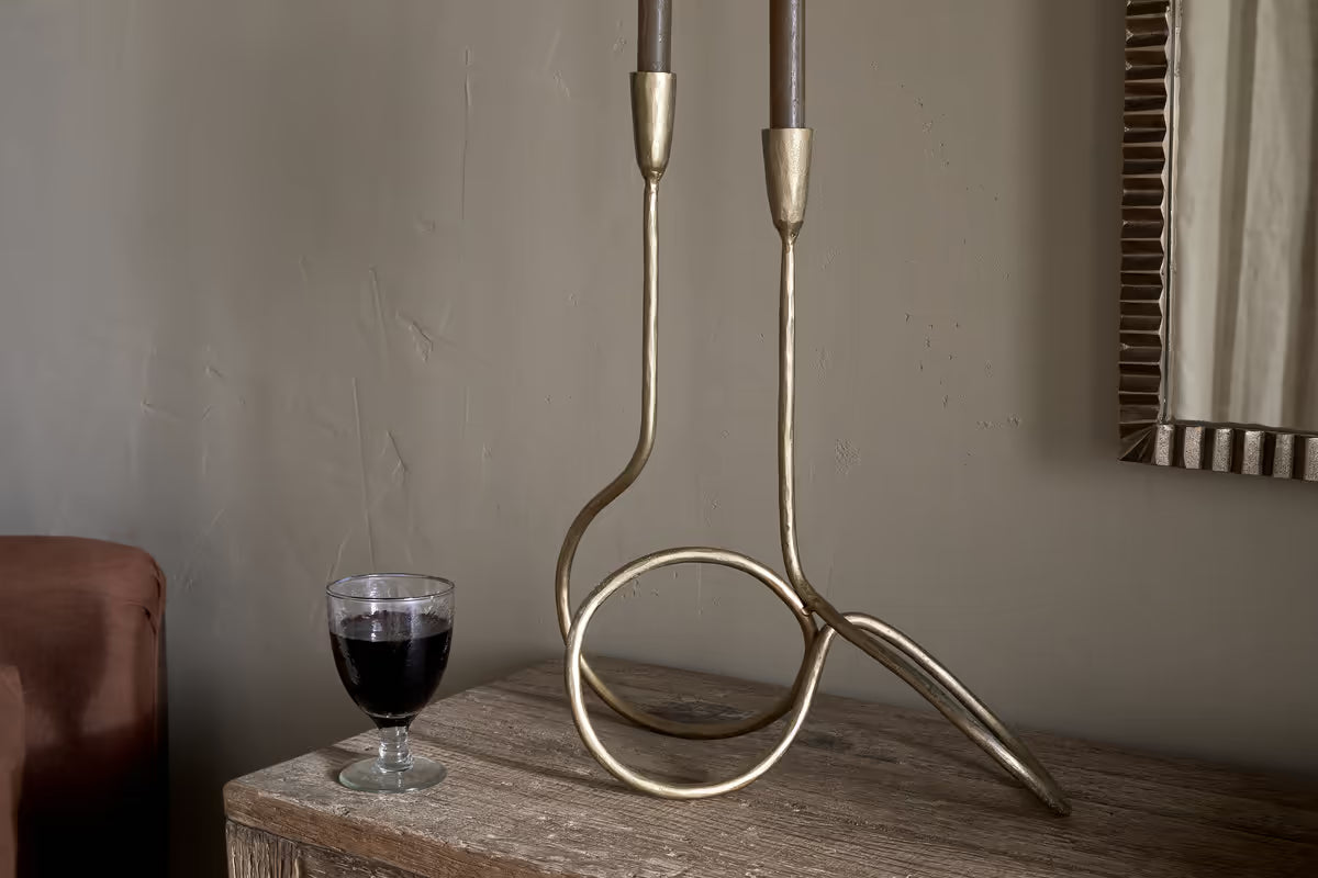 Nkuku - Ayee Twisted Candle Holder - Brass - Without Candle