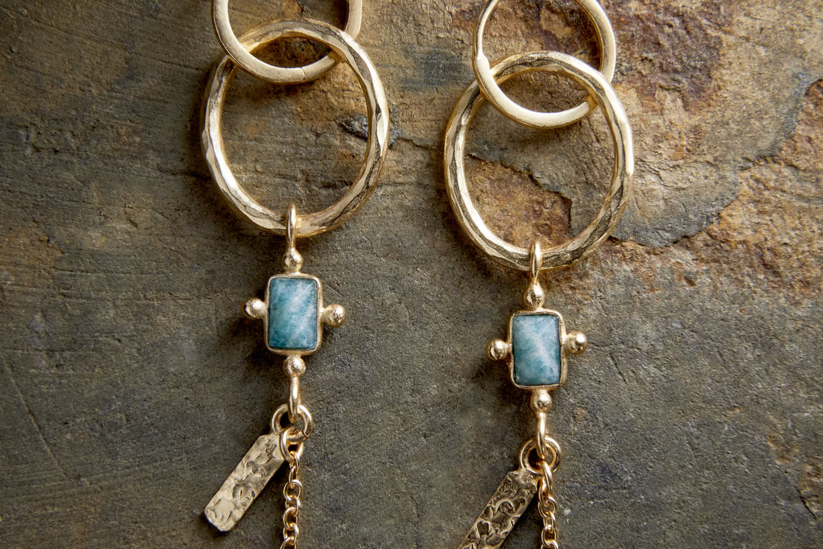Nkuku - Tumari Amazonite Earrings - Gold