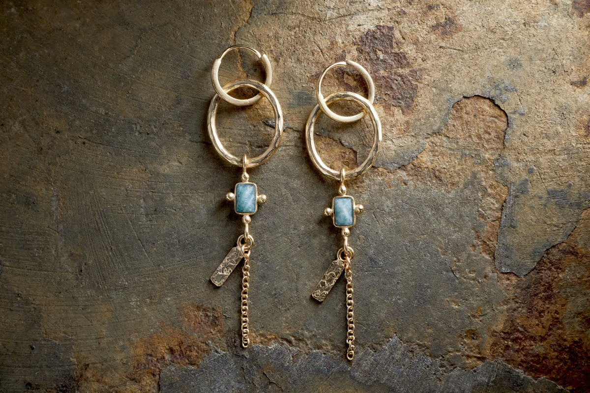 Nkuku - Tumari Amazonite Earrings - Gold