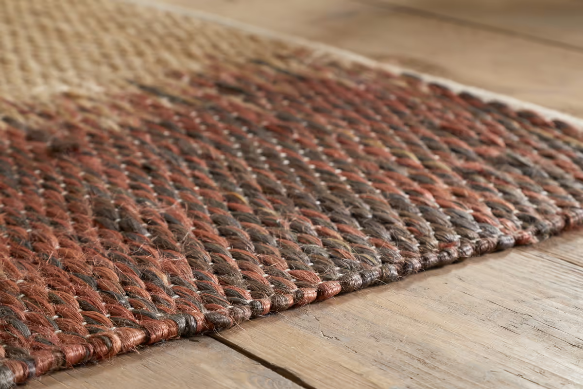 Nkuku - Kekere Jute & Cotton Rug - Natural & Rust