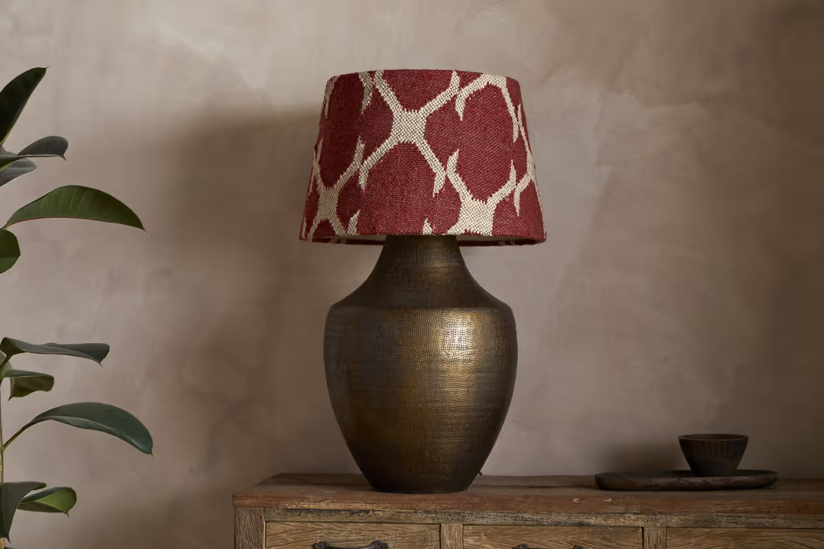 Nkuku - Haadu Jute Kilim Lampshade - Rust & Natural - Large