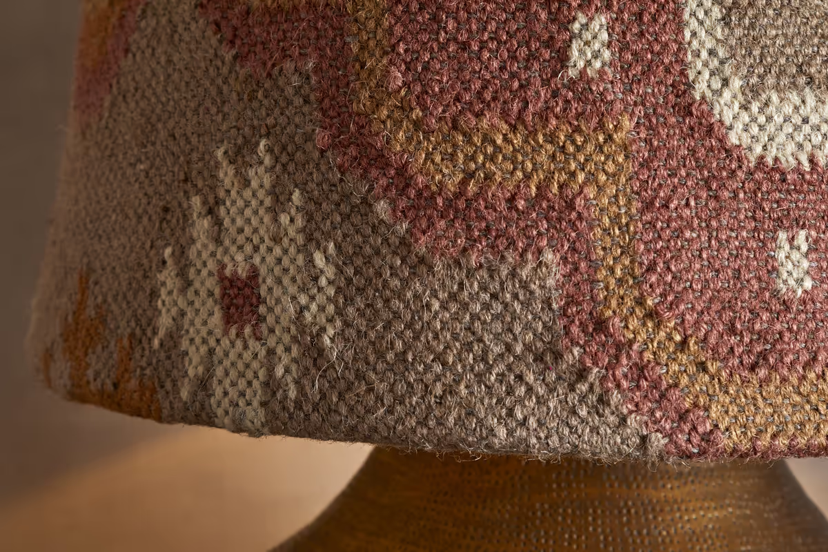 Nkuku - Yatra Jute Kilim Lampshade - Rust & Natural - Large