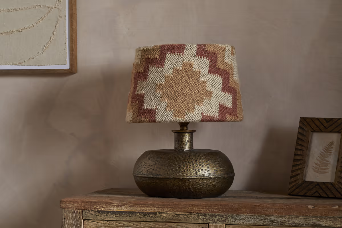 Nkuku - Shanto Jute Kilim Lampshade - Rust & Natural - Medium