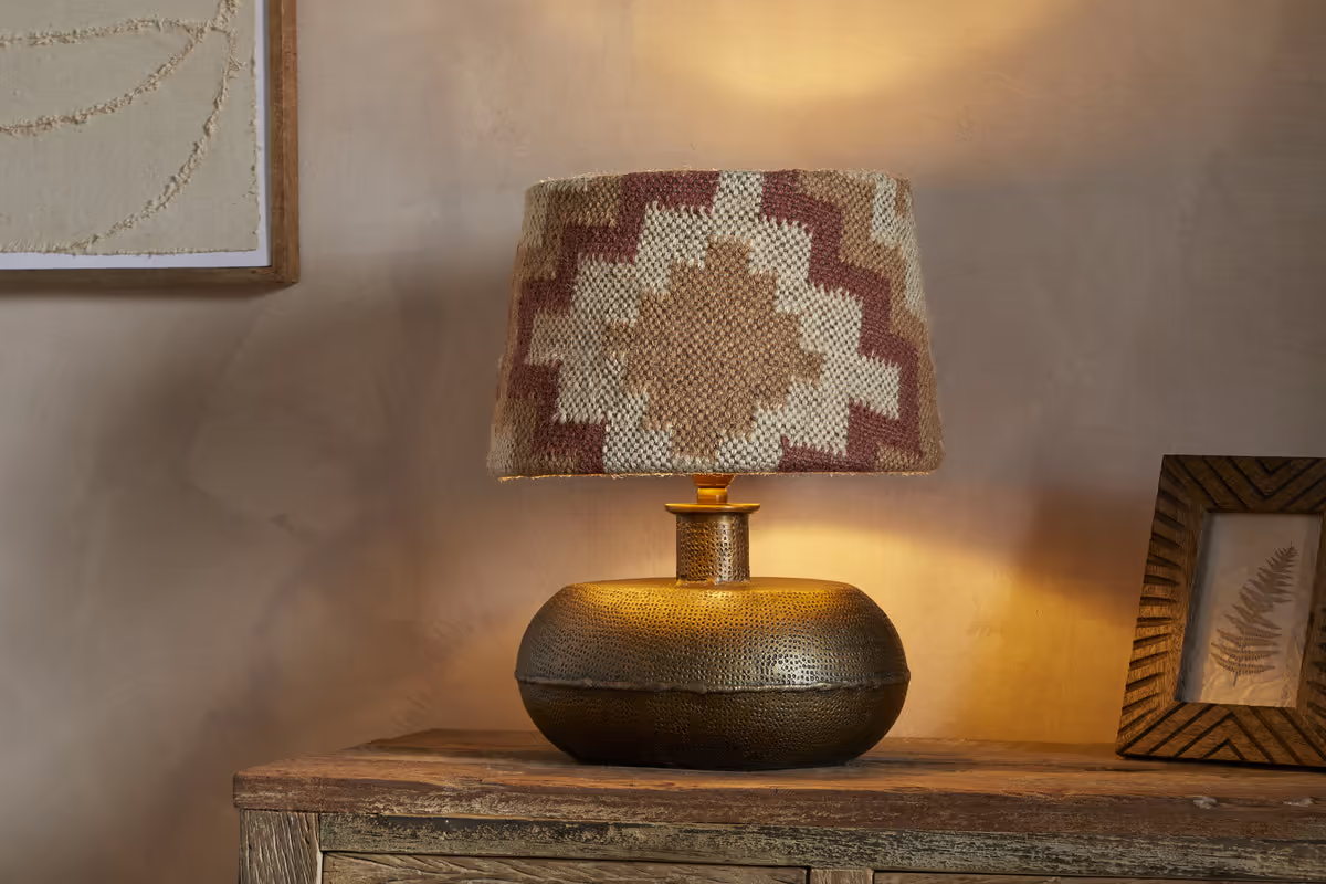 Nkuku - Shanto Jute Kilim Lampshade - Rust & Natural - Medium