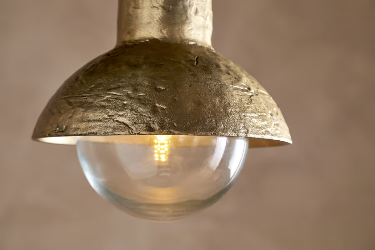 Nkuku - Sakti Brass & Recycled Glass Pendant - Clear