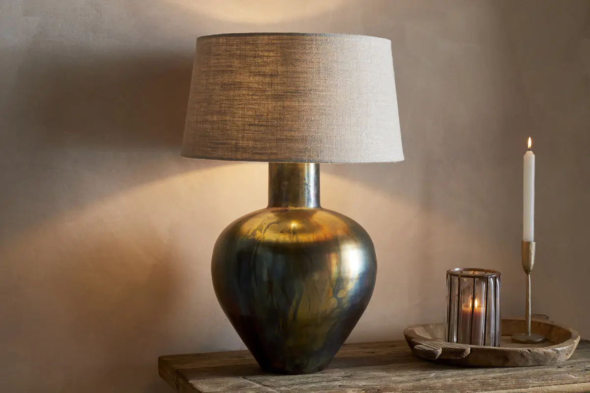Nkuku - Higala Antique Table Lamp Base - Burnished Bronze - Without Lampshade