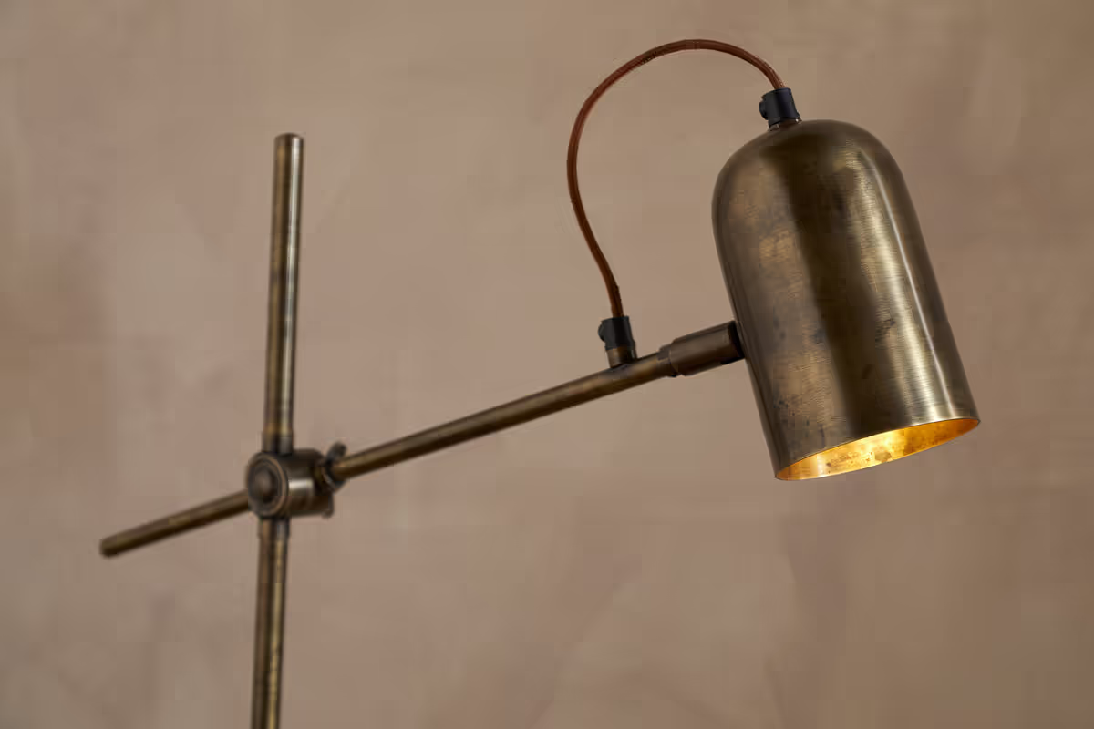 Nkuku - Thenkara Directional Floor Lamp - Antique Brass