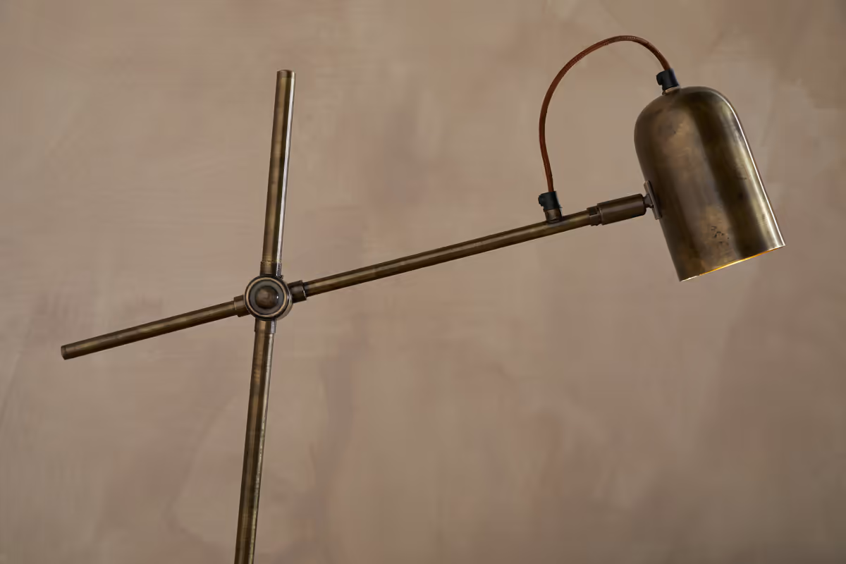 Nkuku - Thenkara Directional Floor Lamp - Antique Brass