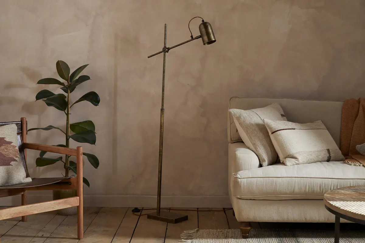 Nkuku - Thenkara Directional Floor Lamp - Antique Brass
