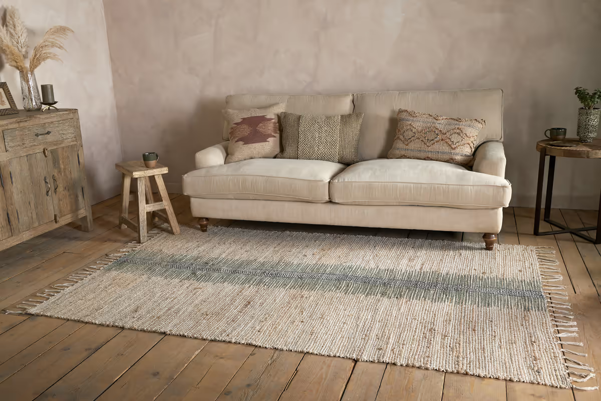Nkuku - Zairya Jute & Cotton Rug - Sea Foam