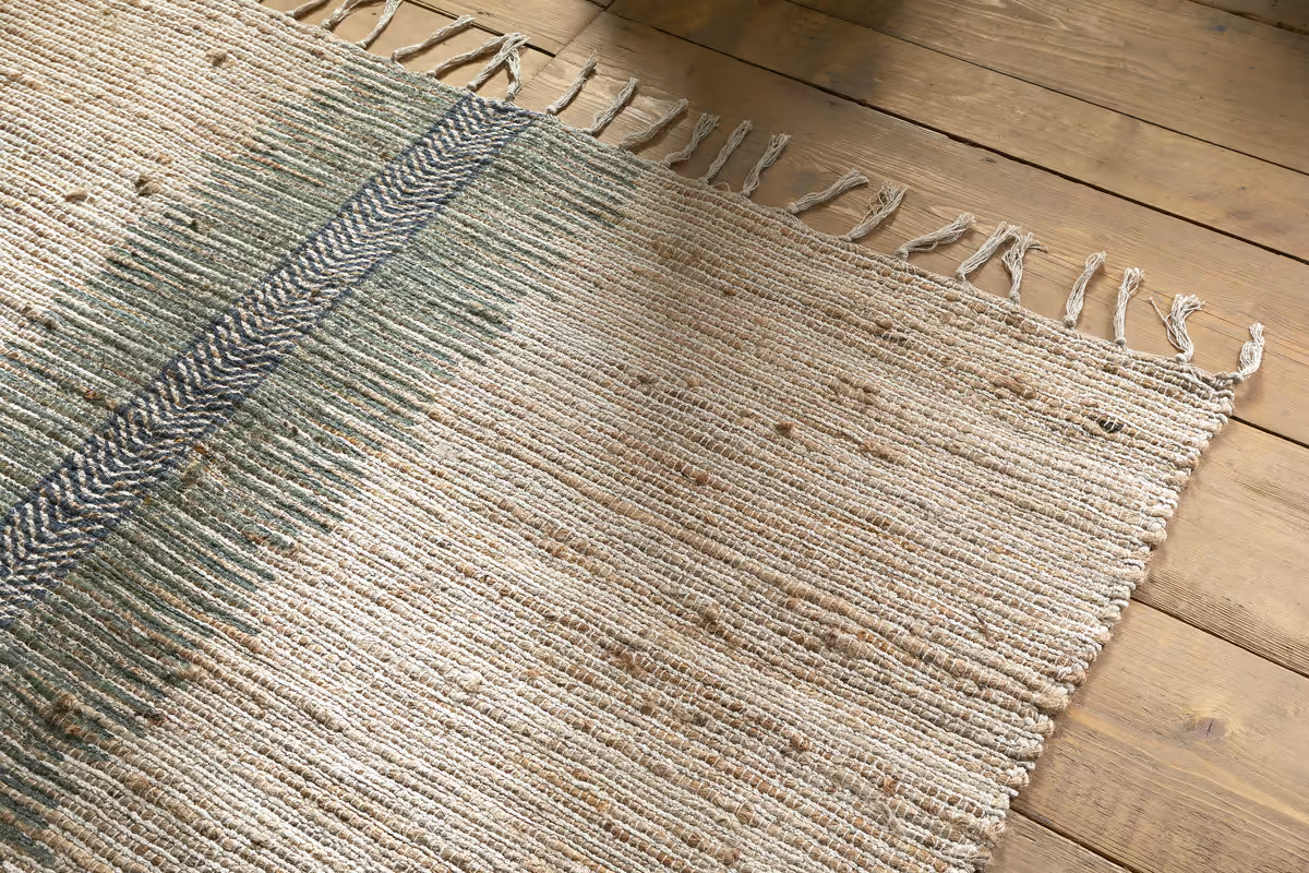Nkuku - Zairya Jute & Cotton Rug - Sea Foam