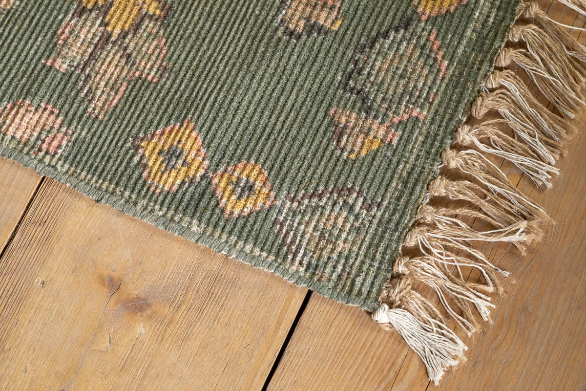 Nkuku - Okuta Jute Heirloom Rug - Olive Green