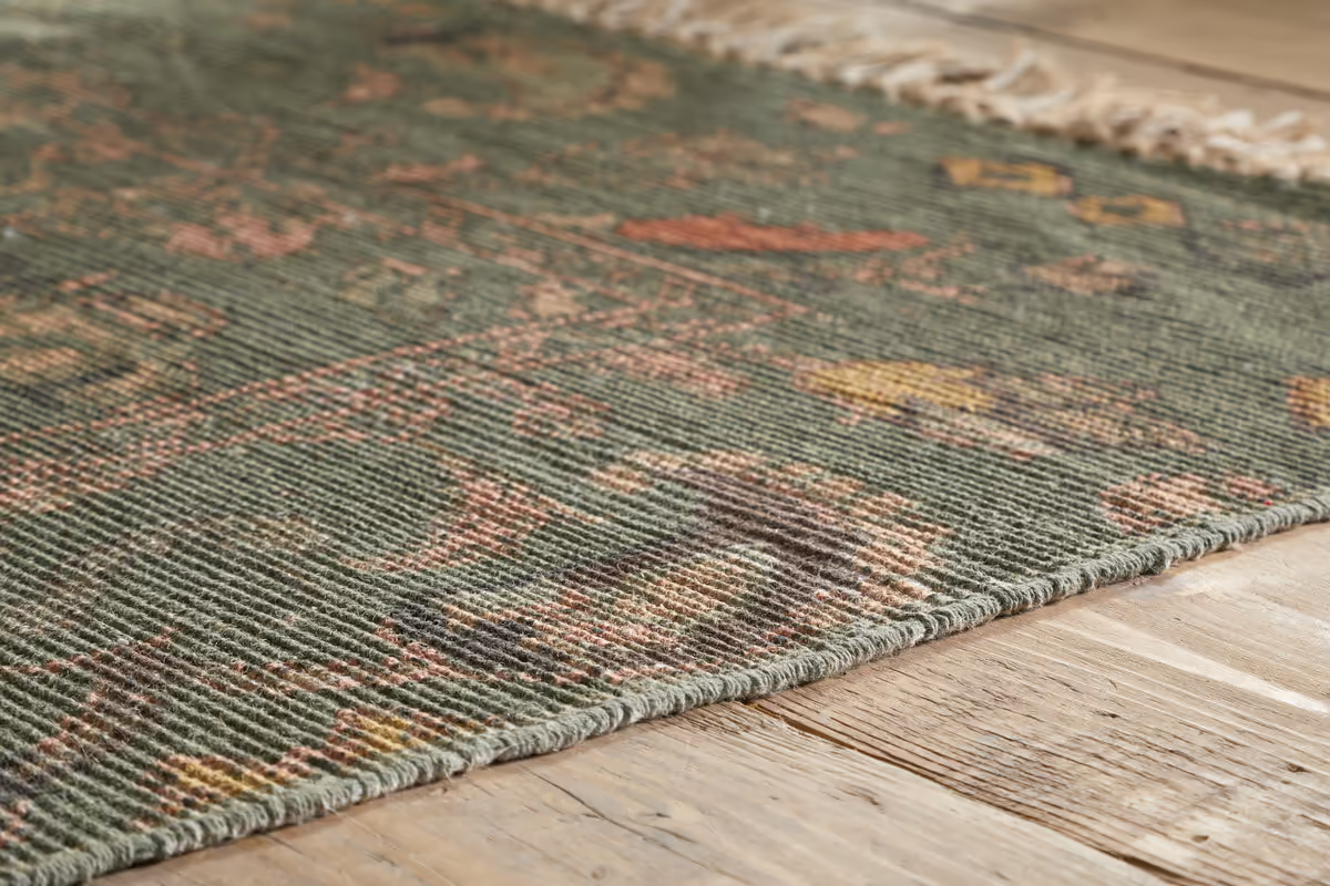 Nkuku - Okuta Jute Heirloom Rug - Olive Green