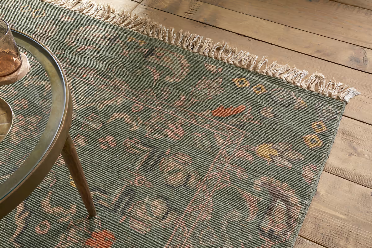 Nkuku - Okuta Jute Heirloom Rug - Olive Green