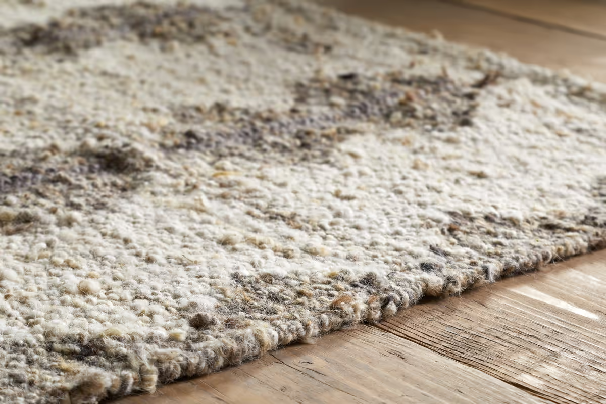 Nkuku - Japandi Handspun Cotton & Wool Rug - Cream & Clay