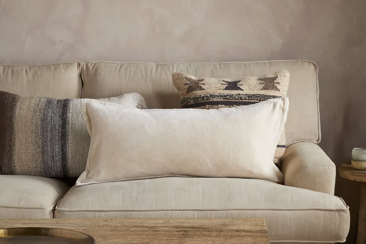 Nkuku - Menmai Statement Velvet Lumbar Cushion Cover - Cream