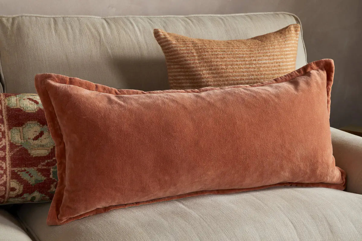 Nkuku - Menmai Statement Velvet Lumbar Cushion Cover - Cinnamon - Without Cushion Inner