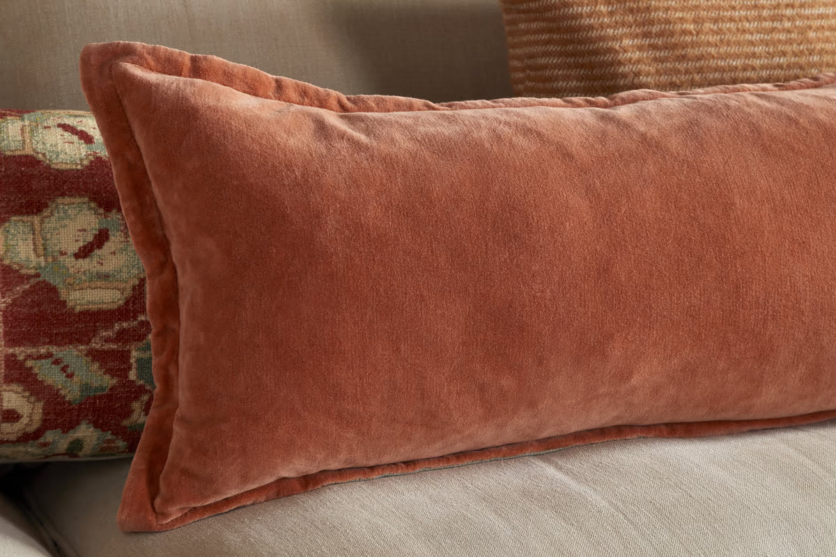 Nkuku - Menmai Statement Velvet Lumbar Cushion Cover - Cinnamon - Without Cushion Inner