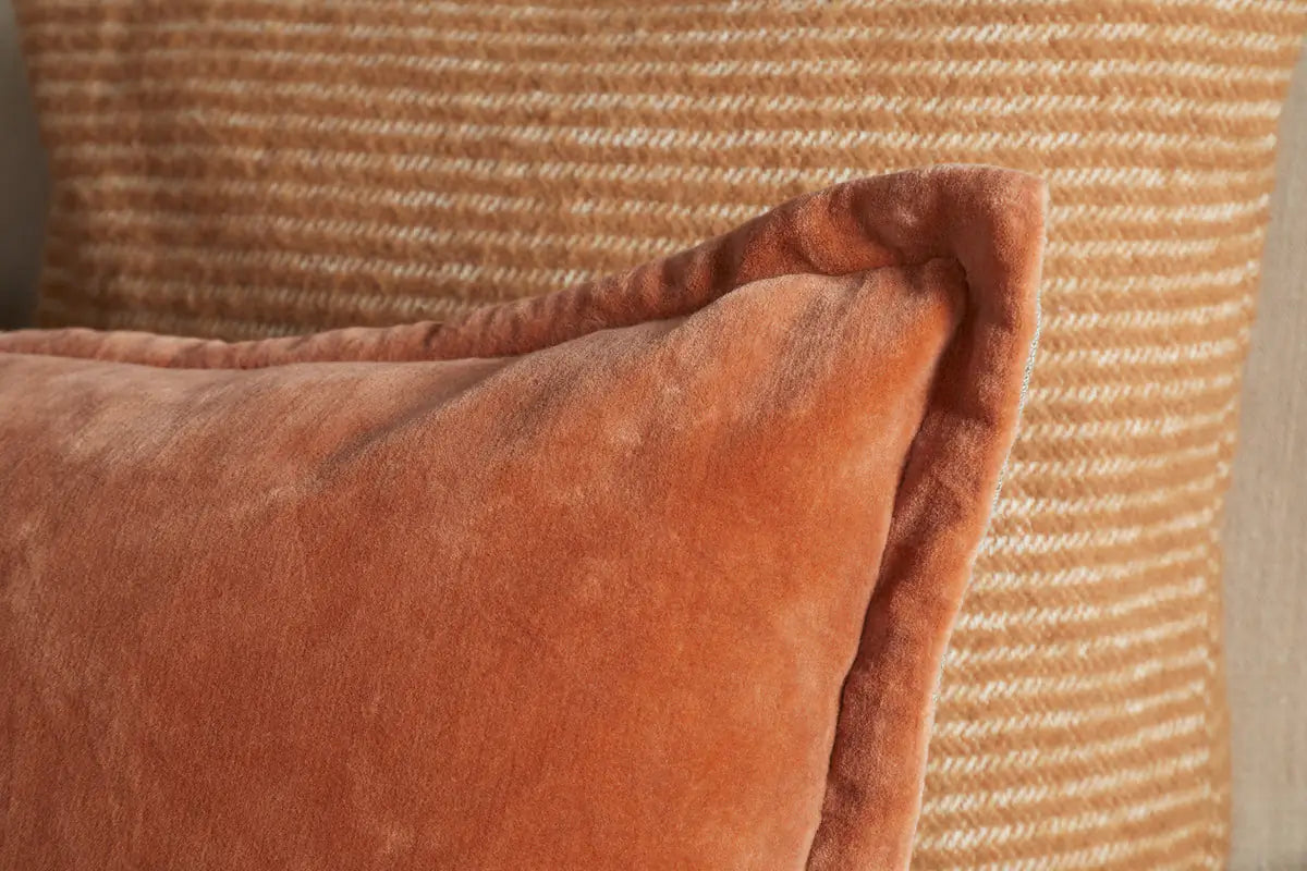 Nkuku - Menmai Statement Velvet Lumbar Cushion Cover - Cinnamon - Without Cushion Inner